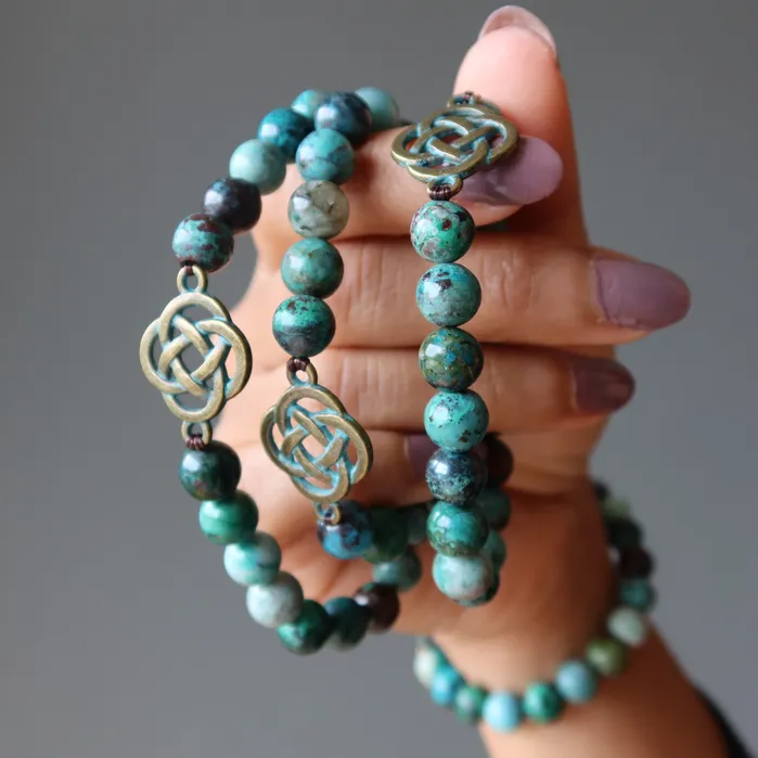 Satin Crystals Bracelets Chrysocolla Bracelet Celtic Cross Connection