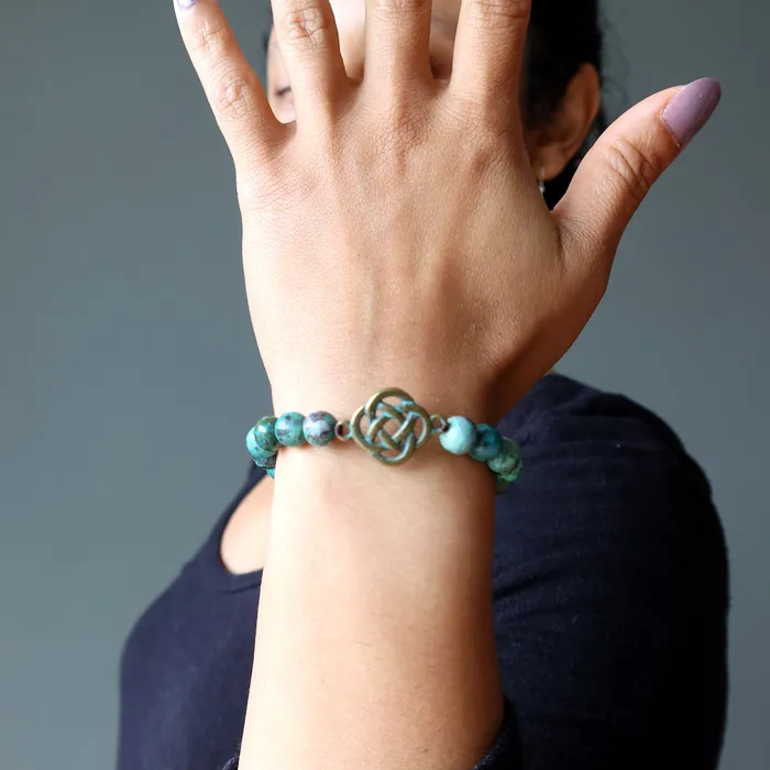 Satin Crystals Bracelets Chrysocolla Bracelet Celtic Cross Connection