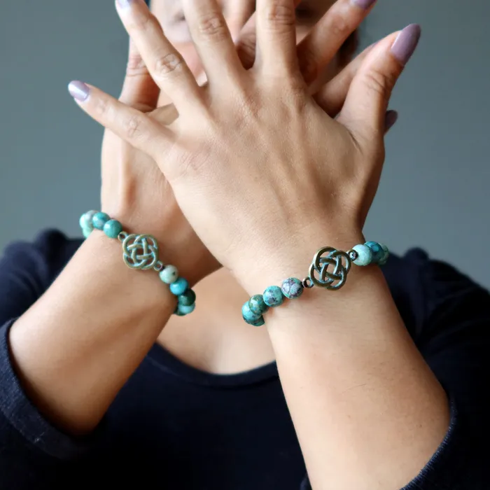 Satin Crystals Bracelets Chrysocolla Bracelet Celtic Cross Connection