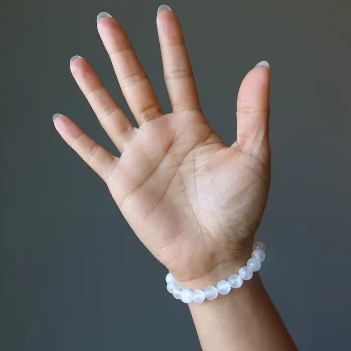 Satin Crystals Bracelets Selenite Bracelet White Moonbeam Light of Hope