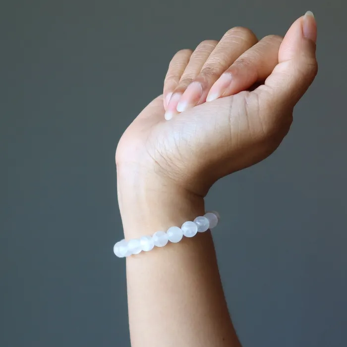 Satin Crystals Bracelets Selenite Bracelet White Moonbeam Light of Hope