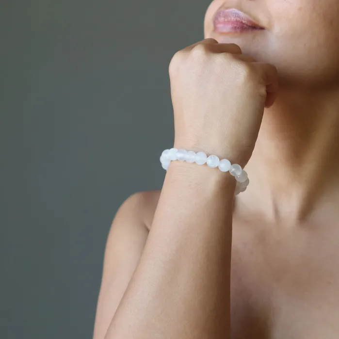Satin Crystals Bracelets Selenite Bracelet White Moonbeam Light of Hope