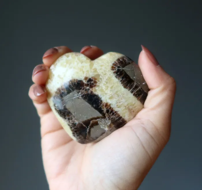 Satin Crystals Necklaces Septarian Heart Mosaic Beauty Dragon Stone