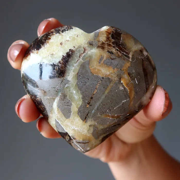 Satin Crystals Necklaces Septarian Heart Mosaic Beauty Dragon Stone
