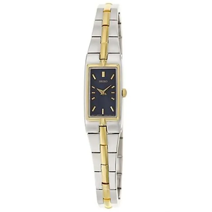 Seiko Seiko SZZC46 Womens Quartz Rectangular Blue Dial Two Tone Steel Watch Rings Seiko Seiko SZZC46 Womens Quartz Rectangular Blue Dial Two Tone Steel Watch Rings