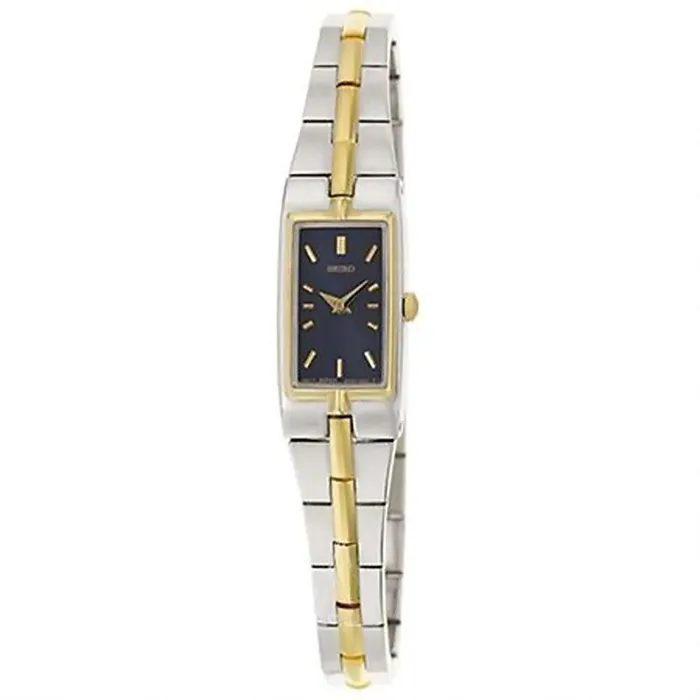 Seiko Seiko SZZC46 Womens Quartz Rectangular Blue Dial Two Tone Steel Watch Rings