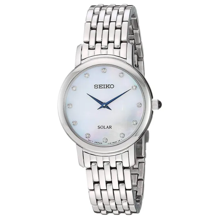 Seiko Womens Diamond Watch Solar White MOP Dial Stainless Steel Bracelet SUP397 SEIKO Bracelets Seiko Womens Diamond Watch Solar White MOP Dial Stainless Steel Bracelet SUP397 SEIKO Bracelets
