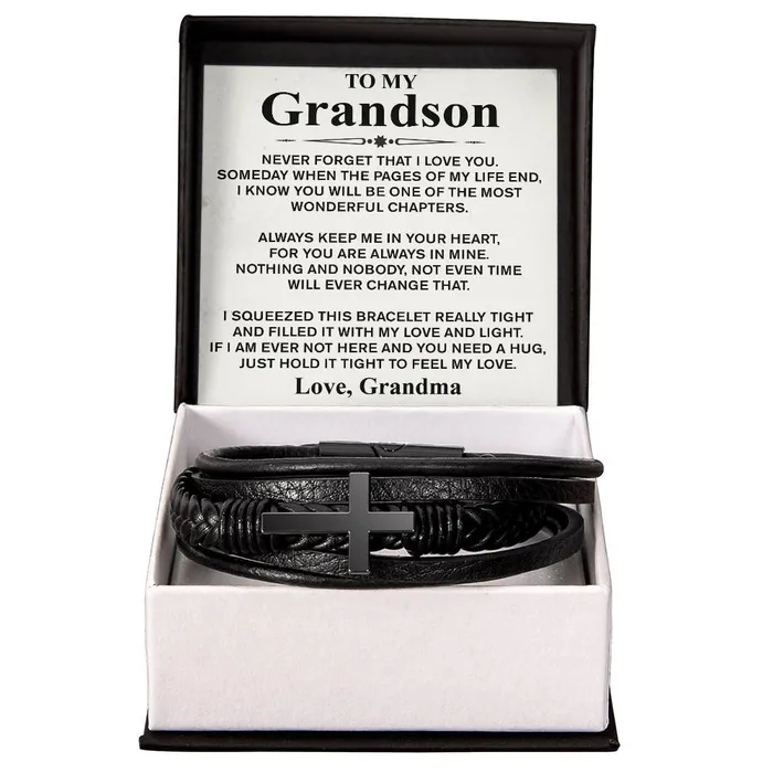 ShineOn Fulfillment To My Grandson Love Grandma Message Card Bracelet Bracelets ShineOn Fulfillment To My Grandson Love Grandma Message Card Bracelet Bracelets