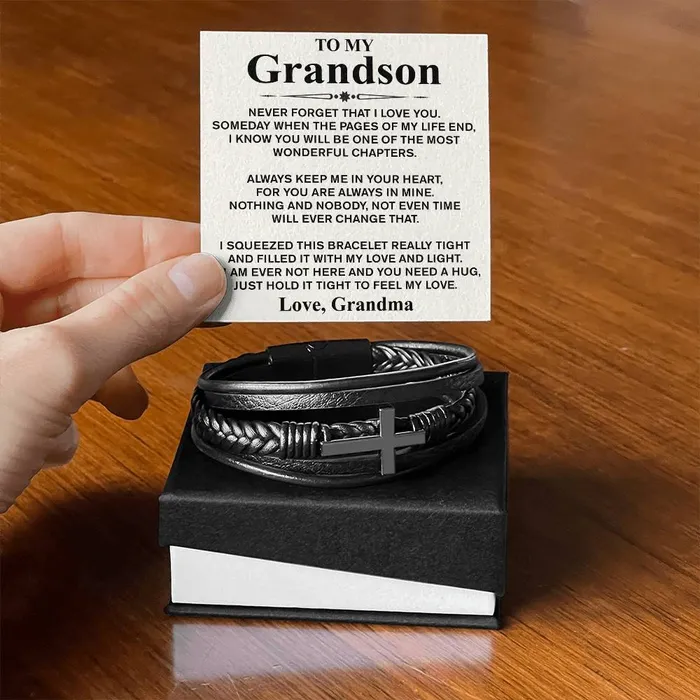 ShineOn Fulfillment To My Grandson Love Grandma Message Card Bracelet Bracelets
