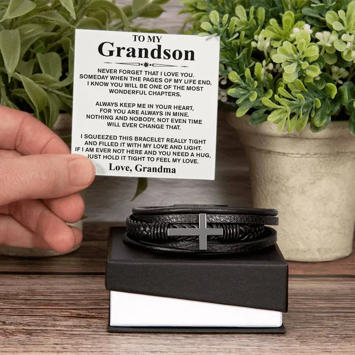 ShineOn Fulfillment To My Grandson Love Grandma Message Card Bracelet Bracelets