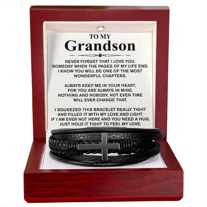 ShineOn Fulfillment To My Grandson Love Grandma Message Card Bracelet Bracelets