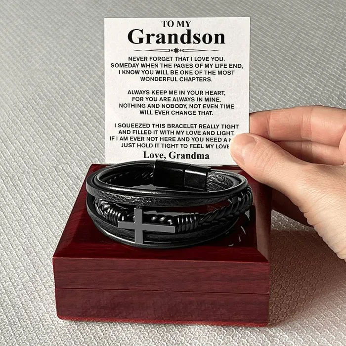 ShineOn Fulfillment To My Grandson Love Grandma Message Card Bracelet Bracelets