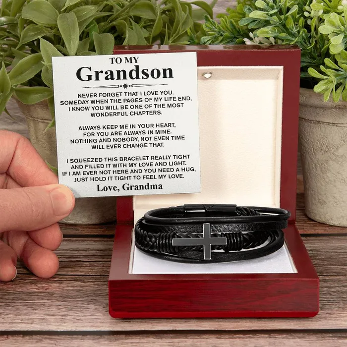 ShineOn Fulfillment To My Grandson Love Grandma Message Card Bracelet Bracelets