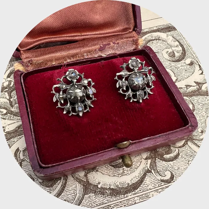 Silver RoseCut Diamond Earrings 21stfinds Earrings
