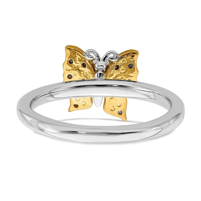 Stackable Expressions Rings Sterling Silver Gold Plated Stackable Expression Dia Butterfly Ring QSK1662 Stackable Expressions Rings Sterling Silver Gold Plated Stackable Expression Dia Butterfly Ring QSK1662