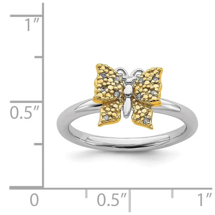 Stackable Expressions Rings Sterling Silver Gold Plated Stackable Expression Dia Butterfly Ring QSK1662 Stackable Expressions Rings Sterling Silver Gold Plated Stackable Expression Dia Butterfly Ring QSK1662