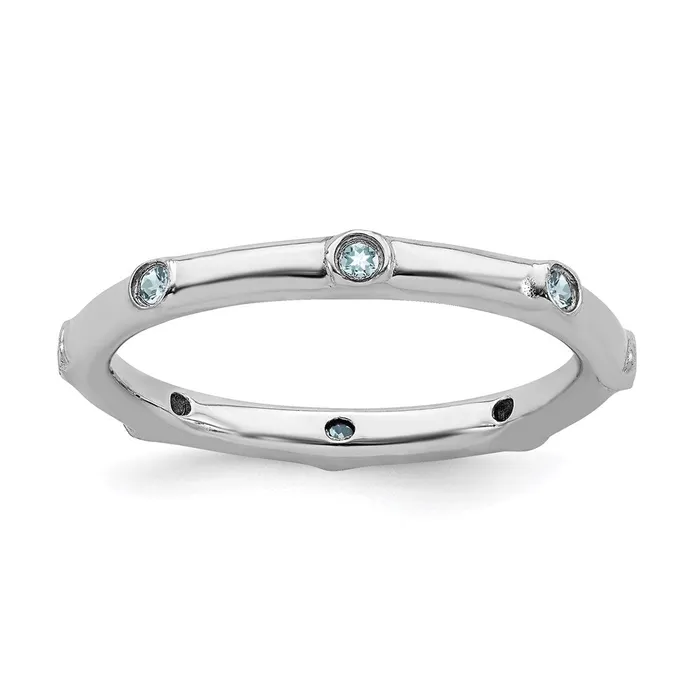 Stackable Expressions Rings Sterling Silver Stackable Expressions Aquamarine Ring QSK376 Stackable Expressions Rings Sterling Silver Stackable Expressions Aquamarine Ring QSK376