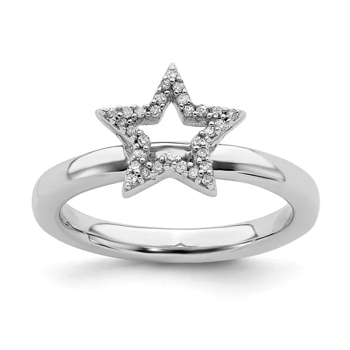 Stackable Expressions Sterling Silver Stackable Expressions Star Diamond Ring QSK337 Rings Stackable Expressions Sterling Silver Stackable Expressions Star Diamond Ring QSK337 Rings