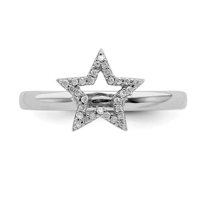 Stackable Expressions Sterling Silver Stackable Expressions Star Diamond Ring QSK337 Rings Stackable Expressions Sterling Silver Stackable Expressions Star Diamond Ring QSK337 Rings