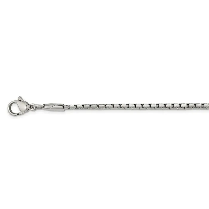 Stainless Steel 250mm Polished Fancy Box Chain Chisel Bracelets