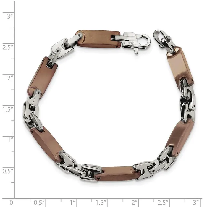 Stainless Steel Brown IPplated 825in Bracelet Chisel Bracelets Stainless Steel Brown IPplated 825in Bracelet Chisel Bracelets