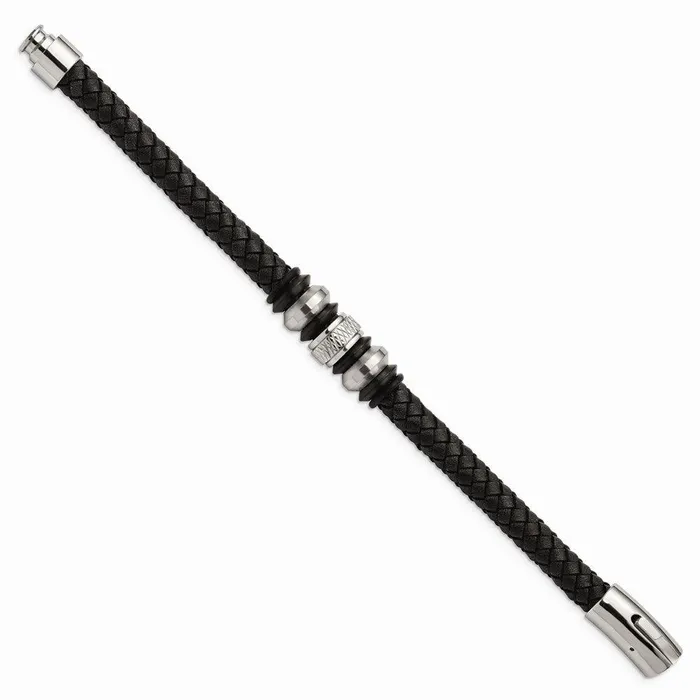 Stainless Steel BrushedPolished Blk Leather Blk IP Blk Rubber Bracelet Chisel Bracelets Stainless Steel BrushedPolished Blk Leather Blk IP Blk Rubber Bracelet Chisel Bracelets