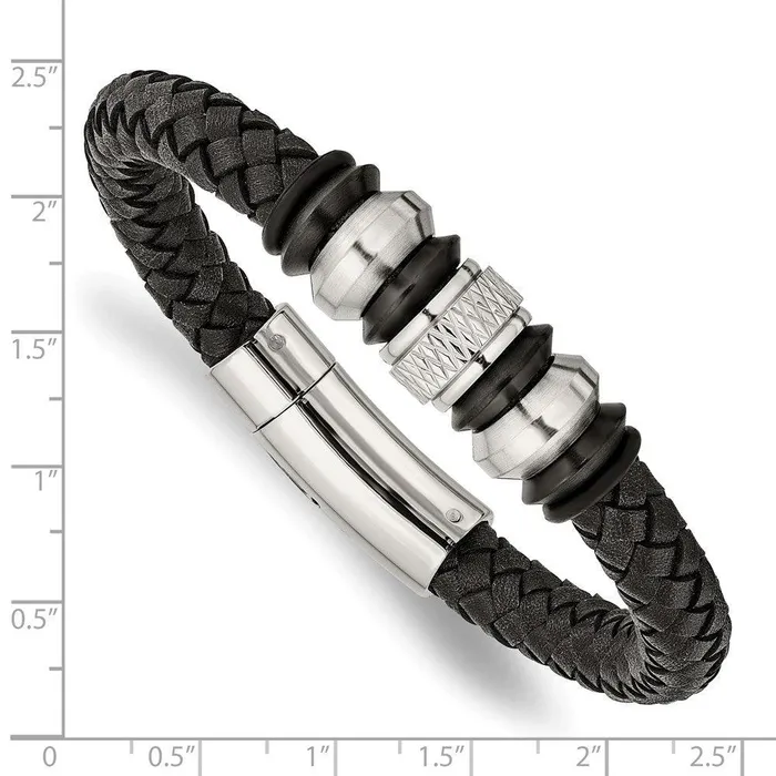 Stainless Steel BrushedPolished Blk Leather Blk IP Blk Rubber Bracelet Chisel Bracelets Stainless Steel BrushedPolished Blk Leather Blk IP Blk Rubber Bracelet Chisel Bracelets