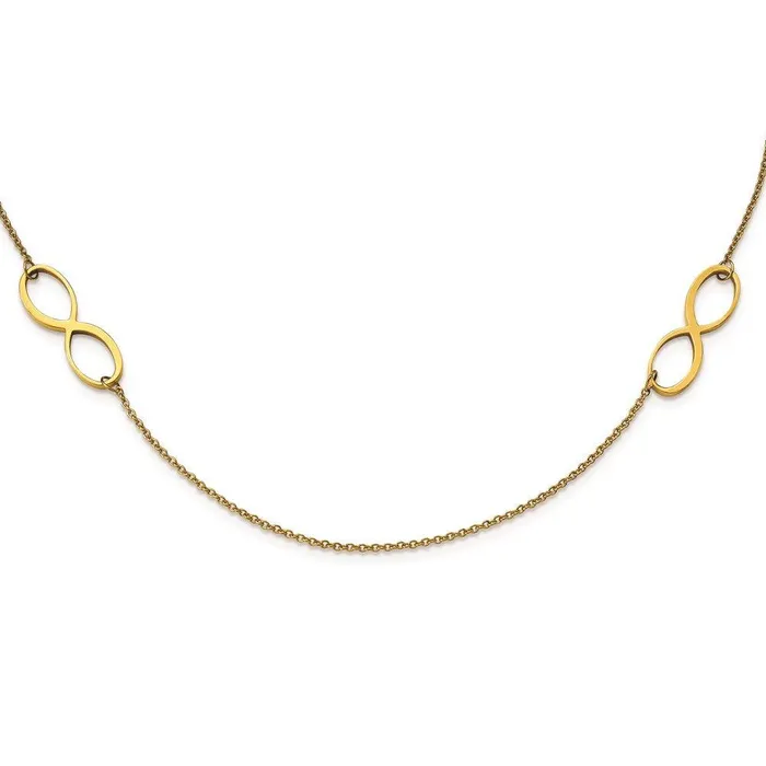Stainless Steel Double Infinity Yellow IPplated Polished Necklace Chisel Necklaces Stainless Steel Double Infinity Yellow IPplated Polished Necklace Chisel Necklaces