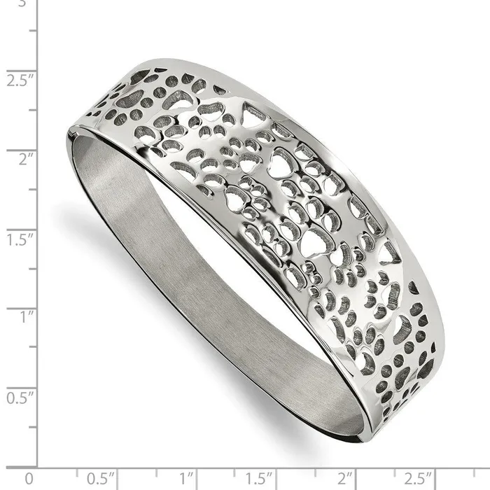 Stainless Steel Polished Paw Print Cutout Hinged Bangle Chisel Bracelets Stainless Steel Polished Paw Print Cutout Hinged Bangle Chisel Bracelets