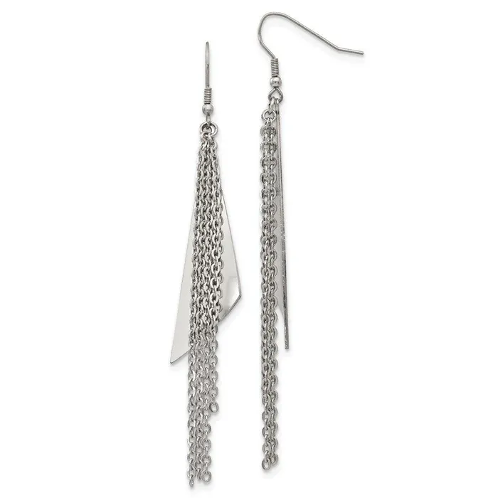 Stainless Steel Polished Shepherd Hook Dangle Earrings Chisel Earrings