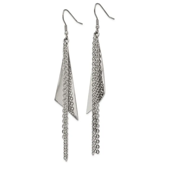 Stainless Steel Polished Shepherd Hook Dangle Earrings Chisel Earrings Stainless Steel Polished Shepherd Hook Dangle Earrings Chisel Earrings