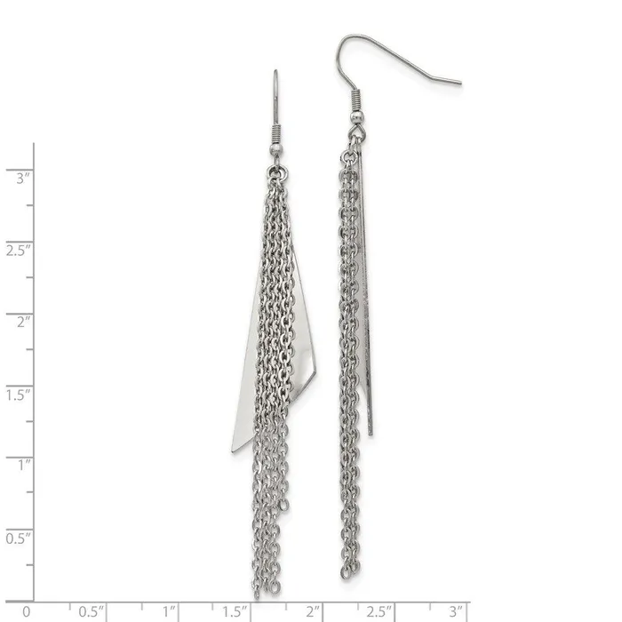 Stainless Steel Polished Shepherd Hook Dangle Earrings Chisel Earrings Stainless Steel Polished Shepherd Hook Dangle Earrings Chisel Earrings
