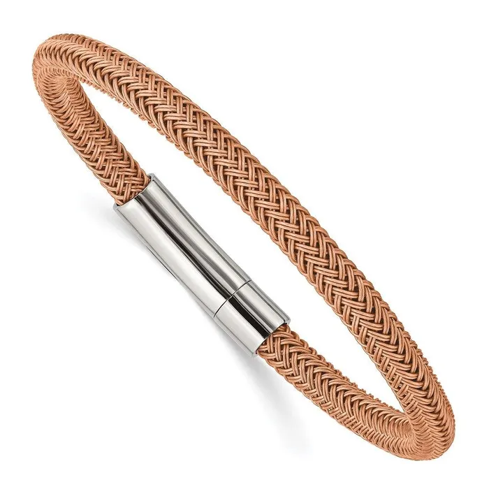 Stainless Steel Polished with Rose Wire 85in Bracelet Chisel Bracelets