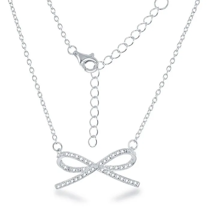 Sterling Silver Diamond Accent Bow Necklace Classic Necklaces