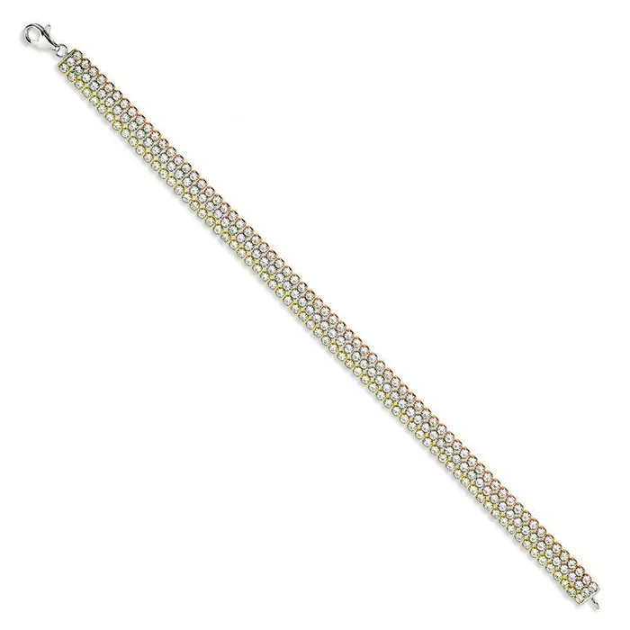 Sterling Silver Tri Color Triple Row CZ Tennis Bracelet 7 Classic Bracelets Sterling Silver Tri Color Triple Row CZ Tennis Bracelet 7 Classic Bracelets