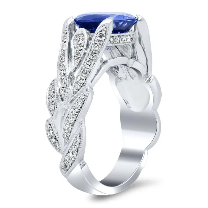 Tanzanite and Diamond Engagement Ring 18kt White Gold deBebians Rings Tanzanite and Diamond Engagement Ring 18kt White Gold deBebians Rings