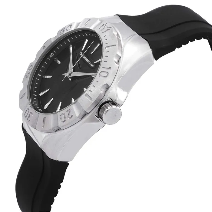 Technomarine Mens Quartz Watch Cruise Silver Case Black Rubber Strap TM120006 TechnoMarine Watches Technomarine Mens Quartz Watch Cruise Silver Case Black Rubber Strap TM120006 TechnoMarine Watches