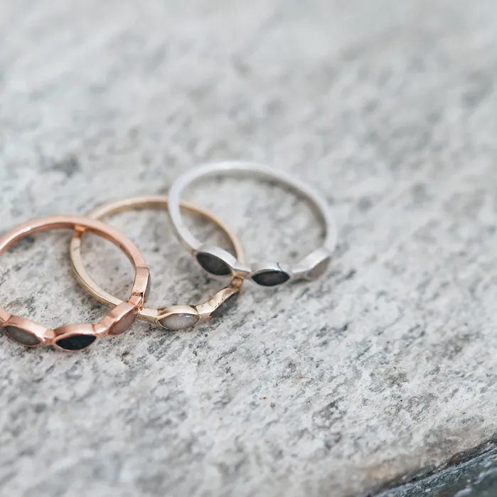 Three Setting Cremation Ring in 14K Yellow Gold closebymejewelry Rings