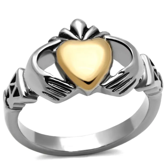 TK1157 TwoTone IP Gold Ion Plating Stainless Steel Ring with No Stone Alamode Rings TK1157 TwoTone IP Gold Ion Plating Stainless Steel Ring with No Stone Alamode Rings