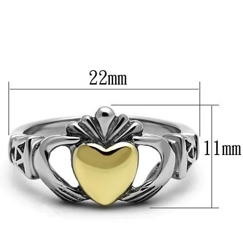 TK1157 TwoTone IP Gold Ion Plating Stainless Steel Ring with No Stone Alamode Rings