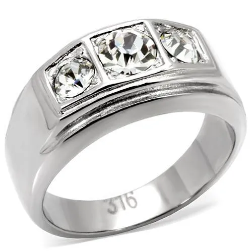 TK119 High polished no plating Stainless Steel Ring with Top Grade Crystal in Clear Alamode Rings TK119 High polished no plating Stainless Steel Ring with Top Grade Crystal in Clear Alamode Rings