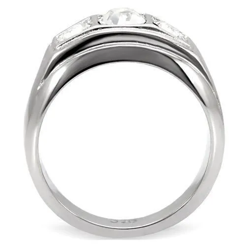 TK119 High polished no plating Stainless Steel Ring with Top Grade Crystal in Clear Alamode Rings