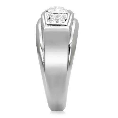TK119 High polished no plating Stainless Steel Ring with Top Grade Crystal in Clear Alamode Rings