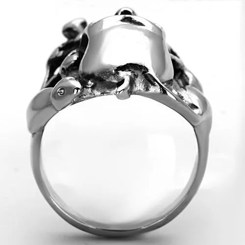 TK1315 High polished no plating Stainless Steel Ring with Epoxy in Jet Alamode Rings