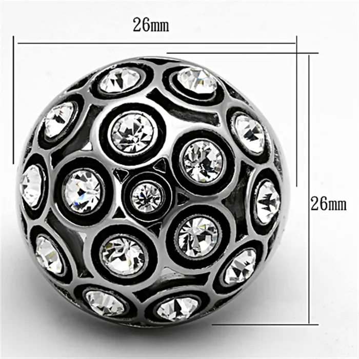 TK1325 High polished no plating Stainless Steel Ring with Top Grade Crystal in Clear Alamode Rings