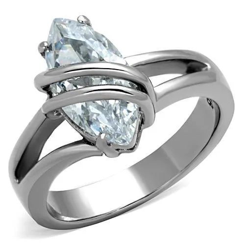TK1531 High polished no plating Stainless Steel Ring with AAA Grade CZ in Clear Alamode Rings TK1531 High polished no plating Stainless Steel Ring with AAA Grade CZ in Clear Alamode Rings