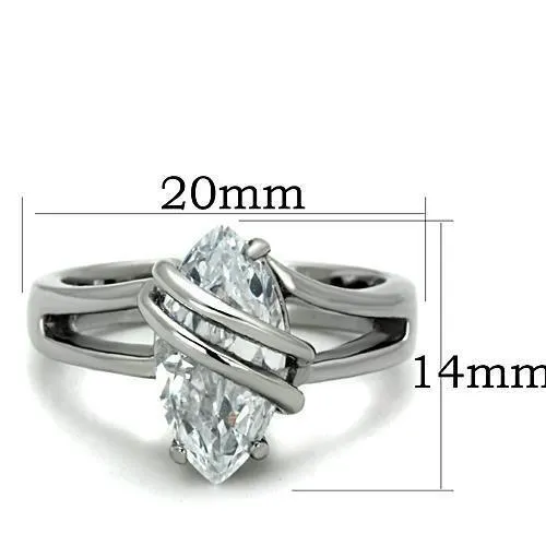 TK1531 High polished no plating Stainless Steel Ring with AAA Grade CZ in Clear Alamode Rings