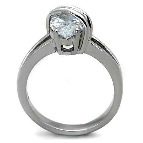 TK1531 High polished no plating Stainless Steel Ring with AAA Grade CZ in Clear Alamode Rings