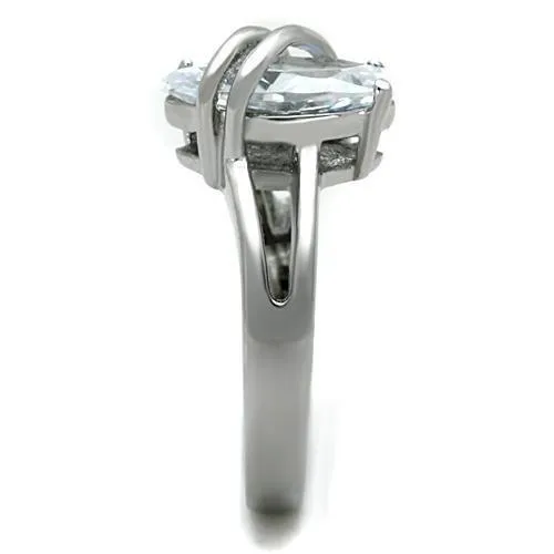 TK1531 High polished no plating Stainless Steel Ring with AAA Grade CZ in Clear Alamode Rings