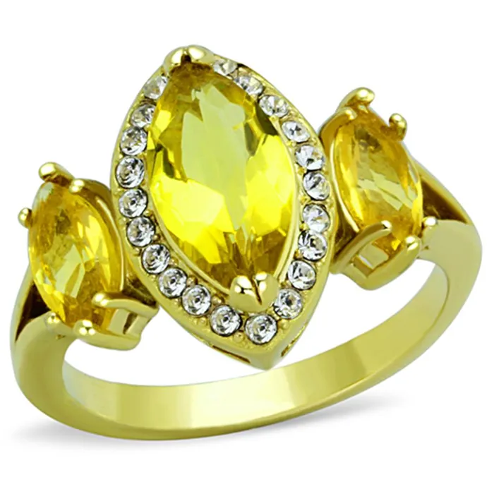 TK1578 IP GoldIon Plating Stainless Steel Ring with Synthetic Synthetic Glass in Topaz Alamode Rings TK1578 IP GoldIon Plating Stainless Steel Ring with Synthetic Synthetic Glass in Topaz Alamode Rings